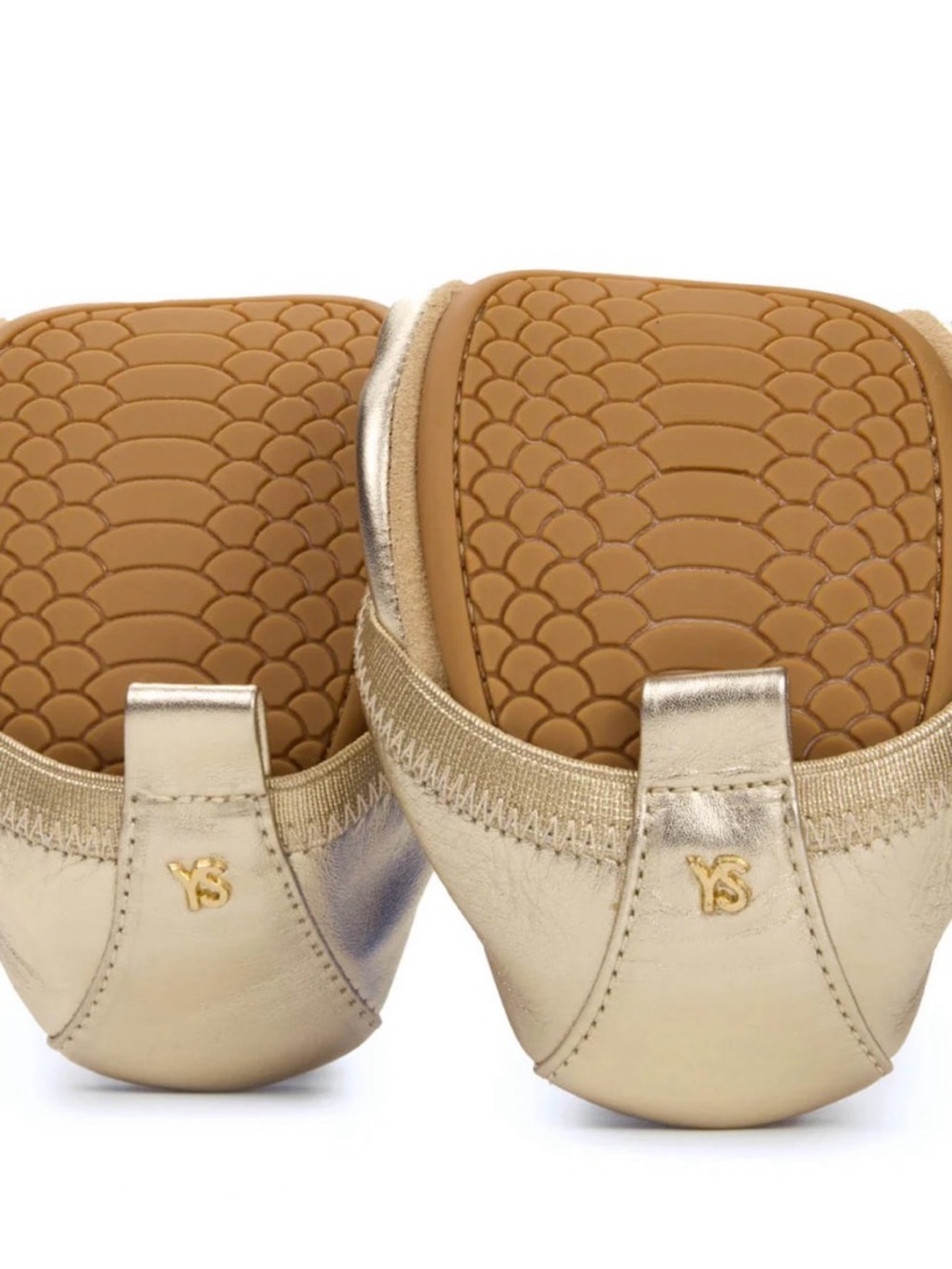 NWT brand NEW Yosi Samra Metallic Gold Leather Foldable Ballet Flats - Picture 4 of 4